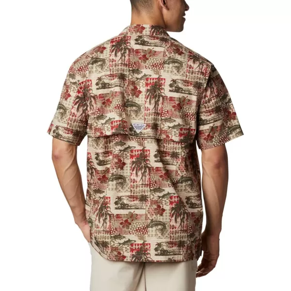 imageColumbia Mens Trollers Best Short Sleeve ShirtRed Spark Polynesian Print