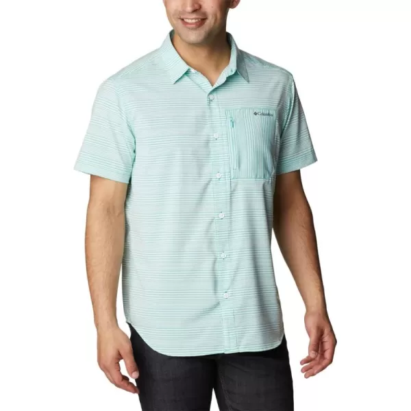imageColumbia Mens Twisted Creek Iii Short SleeveElectric Turquoise Wave Crest Stripe