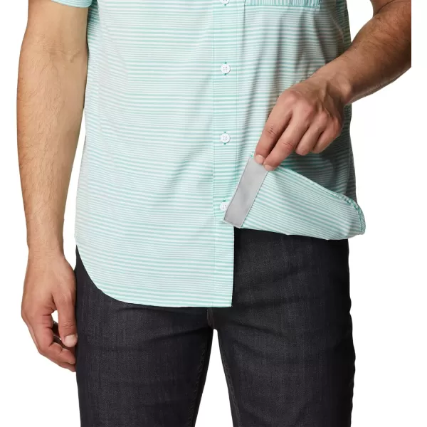 imageColumbia Mens Twisted Creek Iii Short SleeveElectric Turquoise Wave Crest Stripe