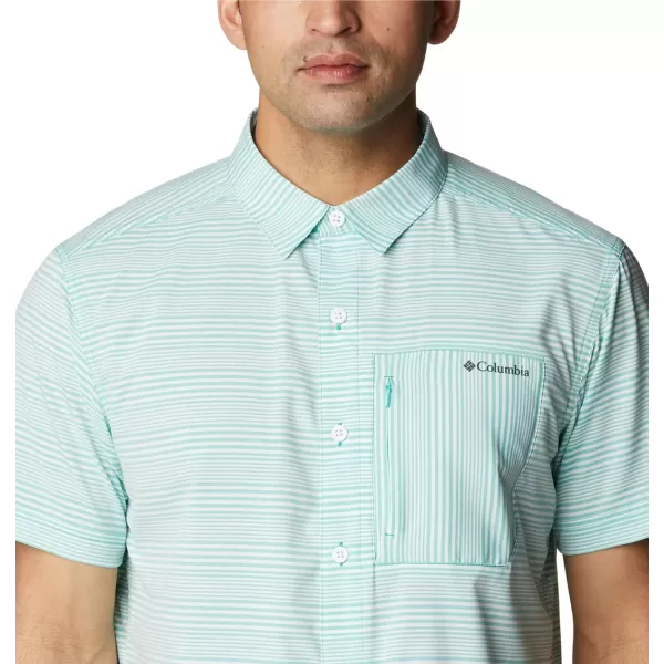 imageColumbia Mens Twisted Creek Iii Short SleeveElectric Turquoise Wave Crest Stripe