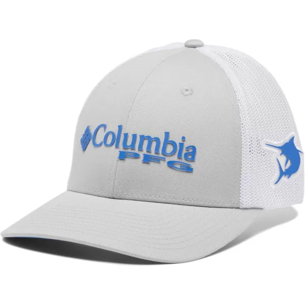 imageColumbia PFG Logo Mesh Ball CapCool GreyWhiteVivid BlueMarlin