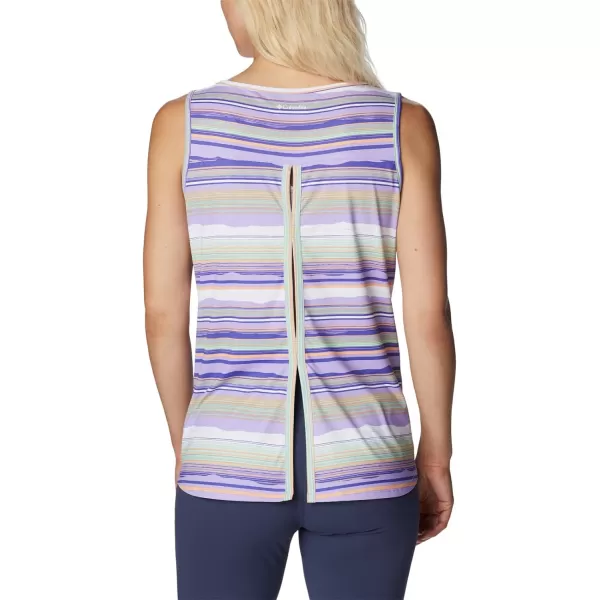 imageColumbia Womens Columbia Womens Chill River Tank Top Moisture Wicking Sun ProtectionFrosted PurpleHorizons Stripe Multi