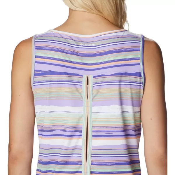 imageColumbia Womens Columbia Womens Chill River Tank Top Moisture Wicking Sun ProtectionFrosted PurpleHorizons Stripe Multi