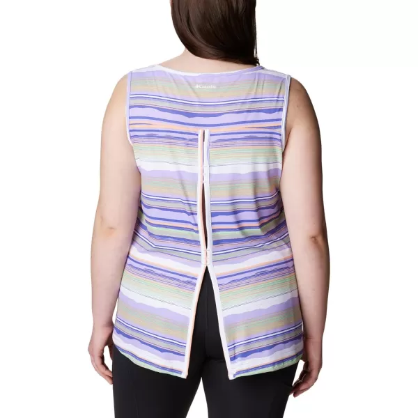imageColumbia Womens Columbia Womens Chill River Tank Top Moisture Wicking Sun ProtectionFrosted PurpleHorizons Stripe Multi