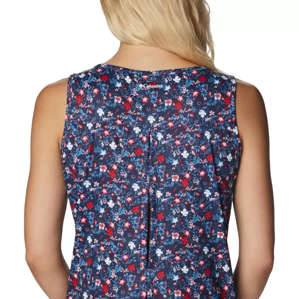 imageColumbia Womens Columbia Womens Chill River Tank Top Moisture Wicking Sun ProtectionNocturnalMini Hibiscus