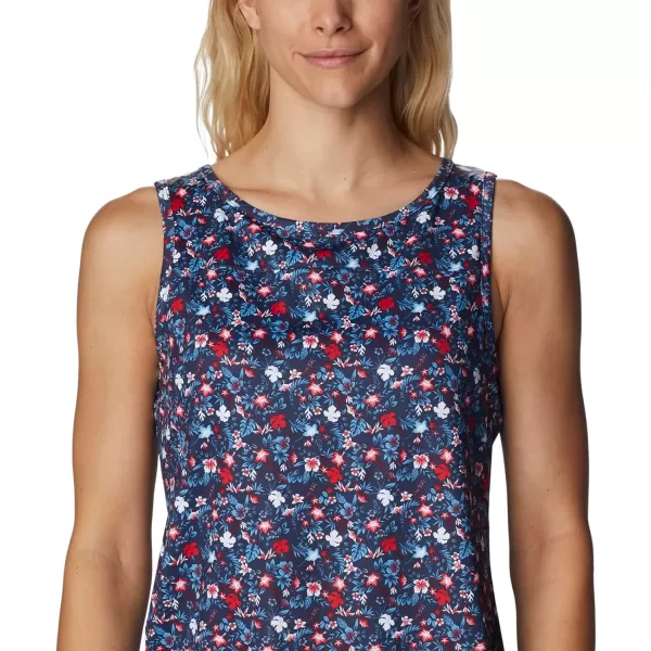 imageColumbia Womens Columbia Womens Chill River Tank Top Moisture Wicking Sun ProtectionNocturnalMini Hibiscus