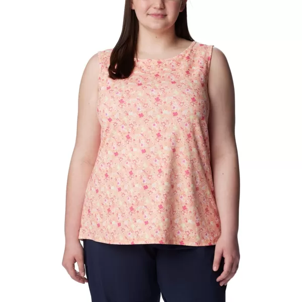 imageColumbia Womens Columbia Womens Chill River Tank Top Moisture Wicking Sun ProtectionPeachMini Hibiscus