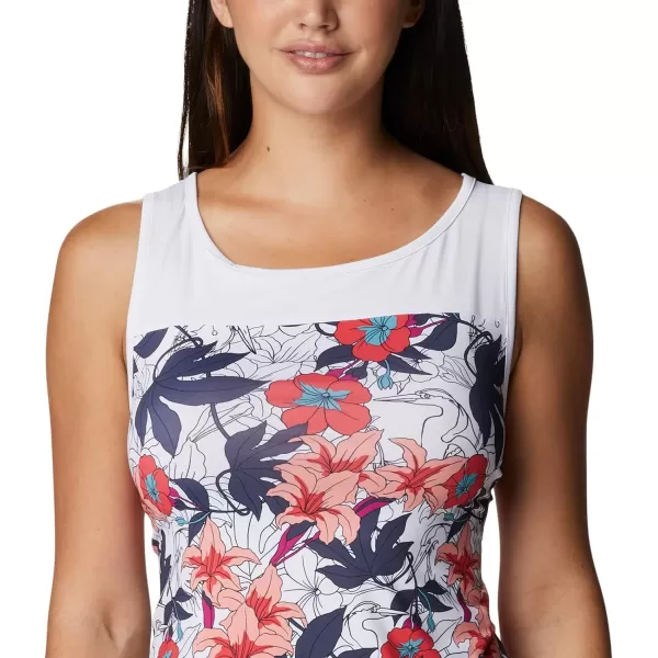 imageColumbia Womens Columbia Womens Chill River Tank Top Moisture Wicking Sun ProtectionWhite Lakeshore Floral Multi