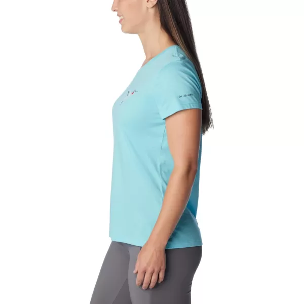 imageColumbia Womens Daisy Days Short Sleeve Graphic TeeAquamarine HeatherFancy Flyer