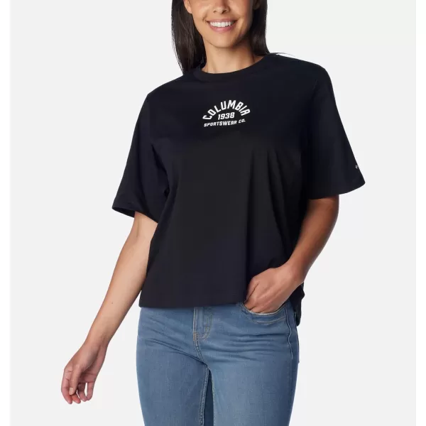 imageColumbia Womens North Cascades Relaxed TeeWhiteFramed Halftone Logo Graphic