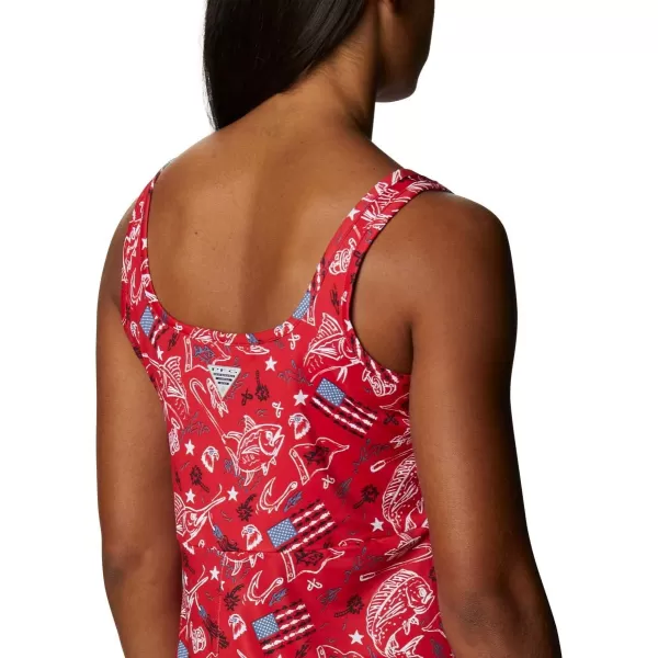 imageColumbia Womens PFG Freezer III DressRed Spark Americana Fishing Print