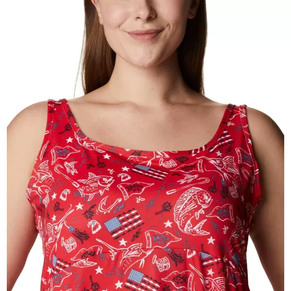 imageColumbia Womens PFG Freezer III DressRed Spark Americana Fishing Print