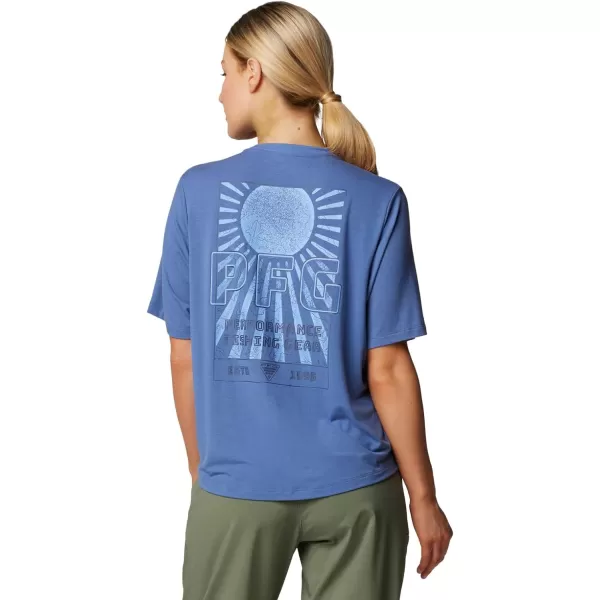 imageColumbia Womens Standard PFG Uncharted Tech Tee Short SleeveBluebellW Uncharted
