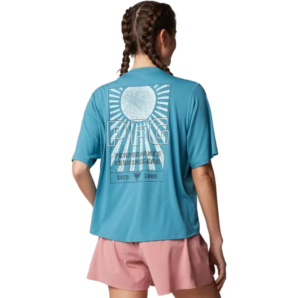 imageColumbia Womens Standard PFG Uncharted Tech Tee Short SleeveCanyon BlueW Uncharted