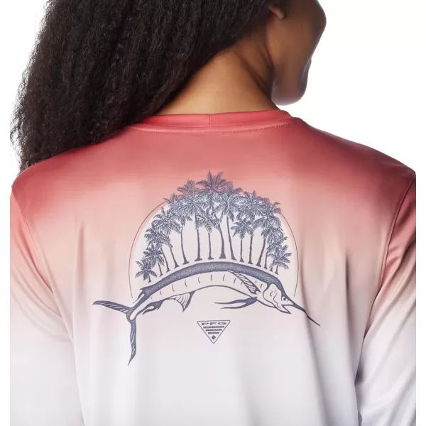 imageColumbia Womens Standard Tidal Tee PFG Palm RiseSunset Red Gradient 1Groovy Grove