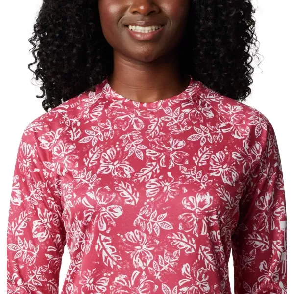 imageColumbia Womens Super Tidal Tee Long SleeveRed Lily Archive Palms Print