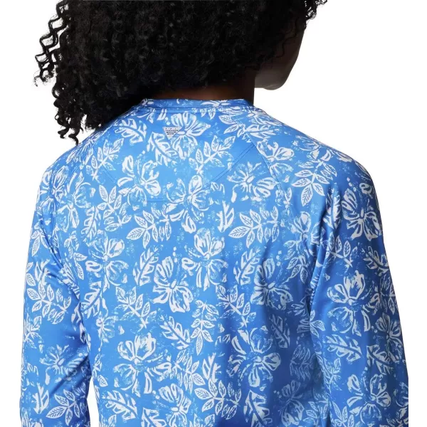 imageColumbia Womens Super Tidal Tee Long SleeveStormy Blue Archive Palms Print