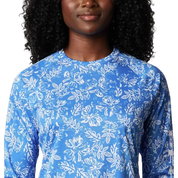 imageColumbia Womens Super Tidal Tee Long SleeveStormy Blue Archive Palms Print