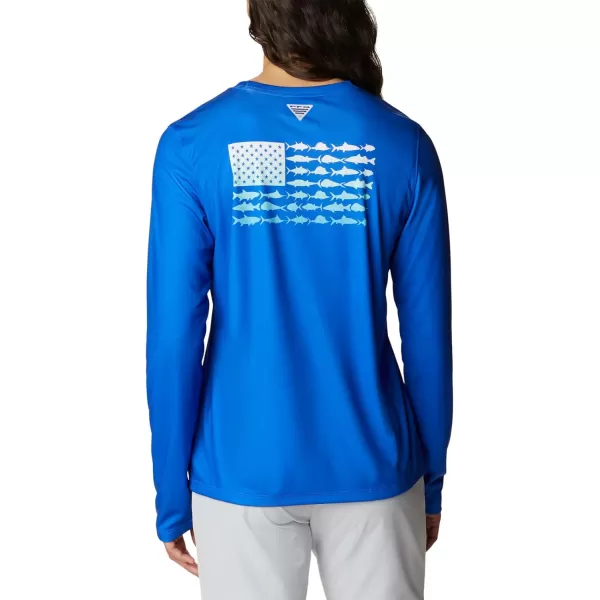 imageWomens Tidal Tee PFG Fish Flag LsBlue MacawGulf Stream Gradient