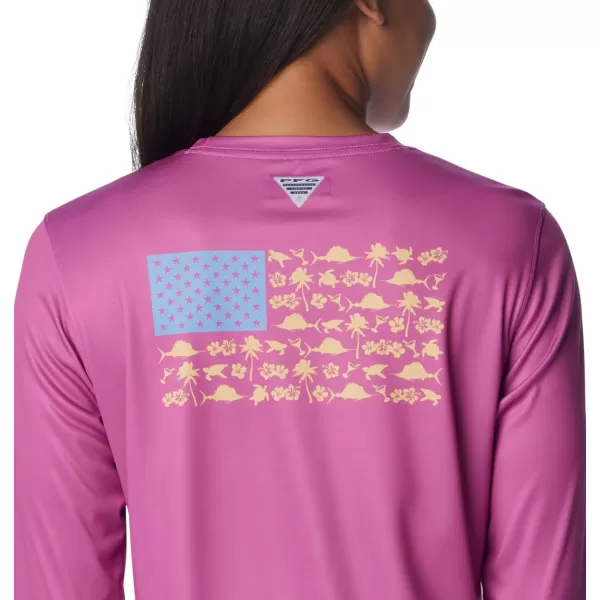 imageWomens Tidal Tee PFG Fish Flag LsBright LavenderFish and Friends Flag
