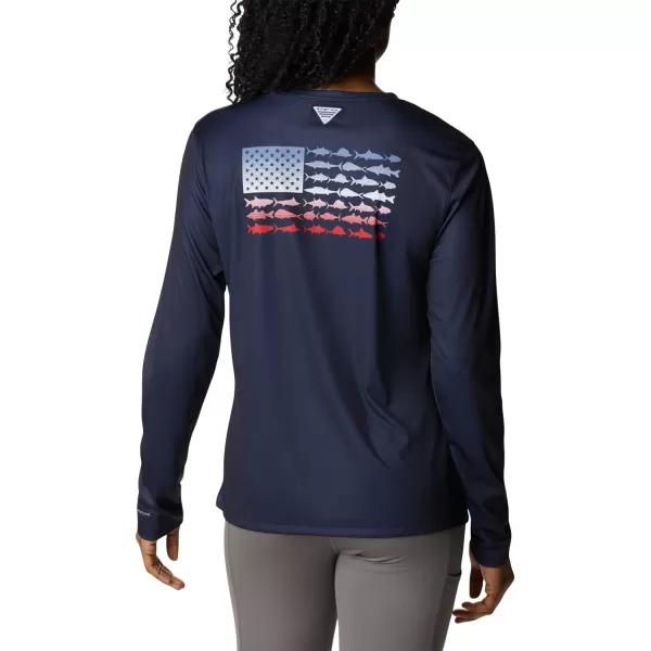 imageWomens Tidal Tee PFG Fish Flag LsCollegiate NavyFish Flag Ombre
