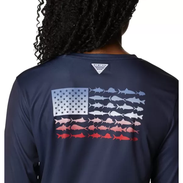 imageWomens Tidal Tee PFG Fish Flag LsCollegiate NavyFish Flag Ombre