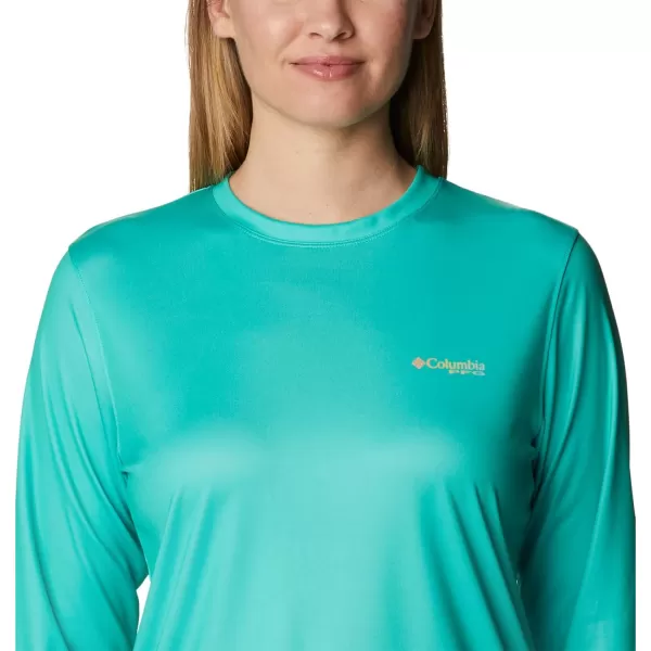 imageWomens Tidal Tee PFG Fish Flag LsElectric TurquoiseSun Glow Gradient