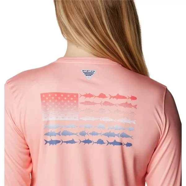 imageWomens Tidal Tee PFG Fish Flag LsTiki PinkNeon Sunrise Gradient