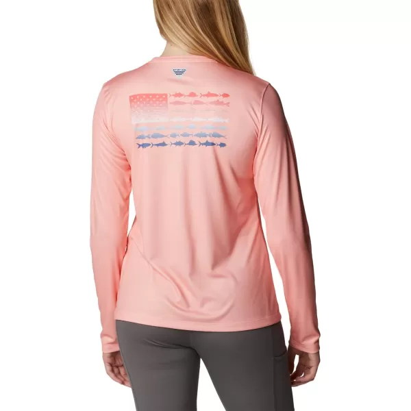 imageWomens Tidal Tee PFG Fish Flag LsTiki PinkNeon Sunrise Gradient