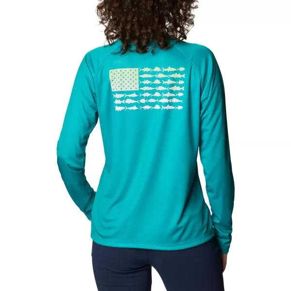 imageWomens Tidal Tee PFG Fish Flag LsTropic WaterLime Glow Gradient