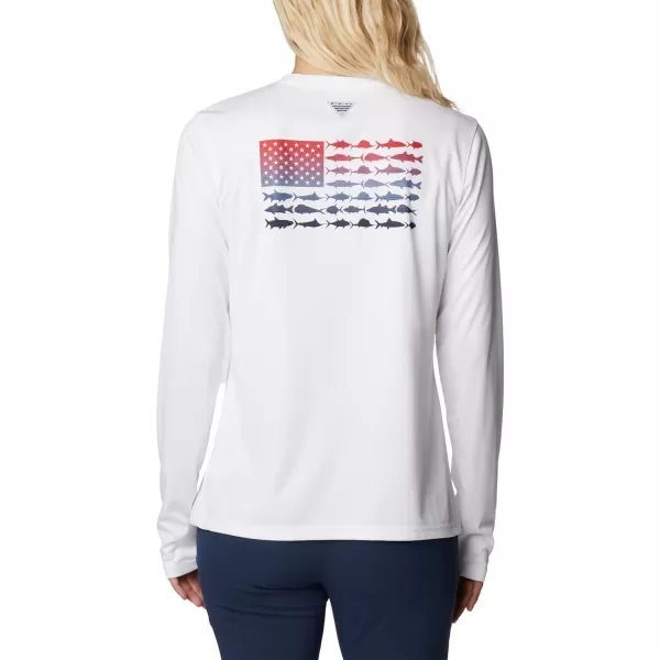 imageWomens Tidal Tee PFG Fish Flag LsWhiteFish Flag Ombre