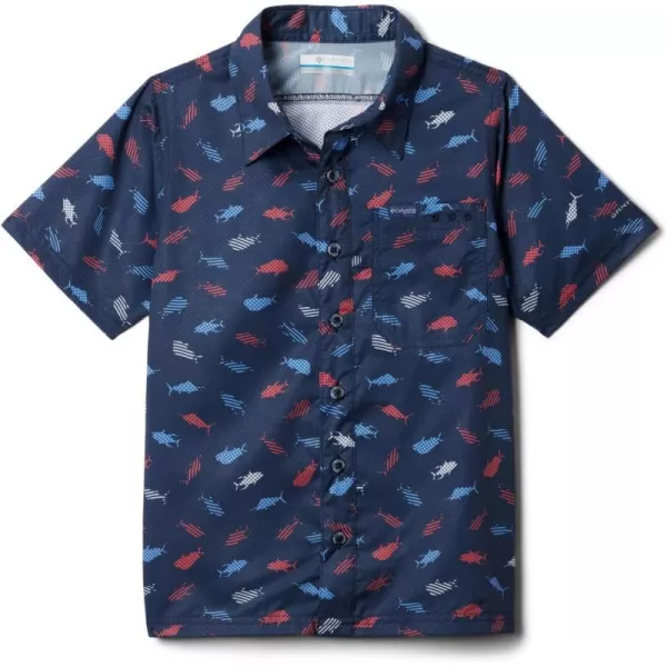 imageColumbia Boys Super Slack Tide Short Sleeve Camp ShirCollegiate Navy Stars N Stripes
