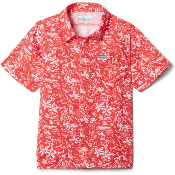 imageColumbia Boys Super Slack Tide Short Sleeve Camp ShirRed Hibiscus Kona
