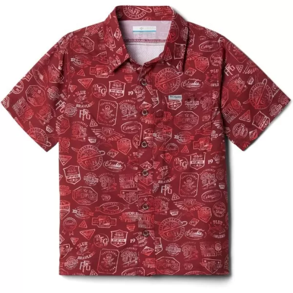 imageColumbia Boys Super Slack Tide Short Sleeve Camp ShirRed Jasper Tye Dye Pfg