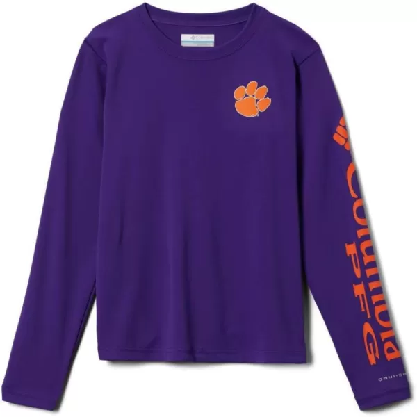 imageColumbia Kids Collegiate Youth Terminal Tackle LS ShirtCle  Vivid PurpleSpark Orange