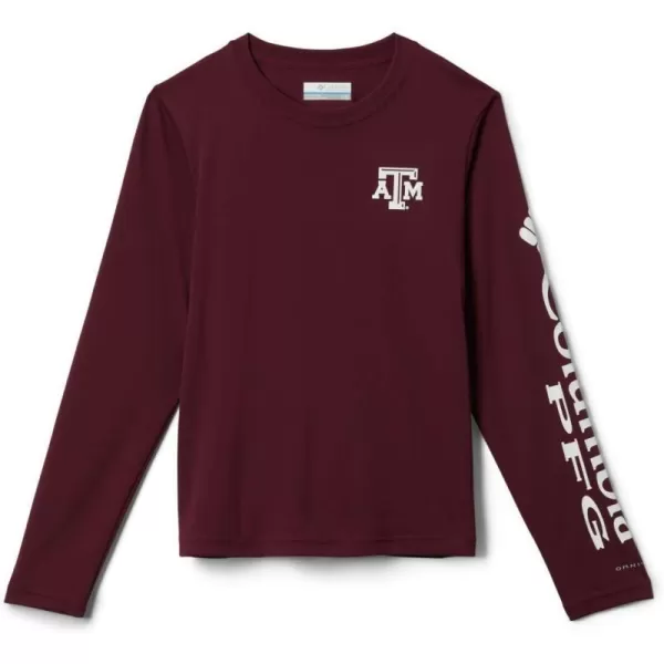 imageColumbia Kids Collegiate Youth Terminal Tackle LS ShirtTam  Deep MaroonWhite