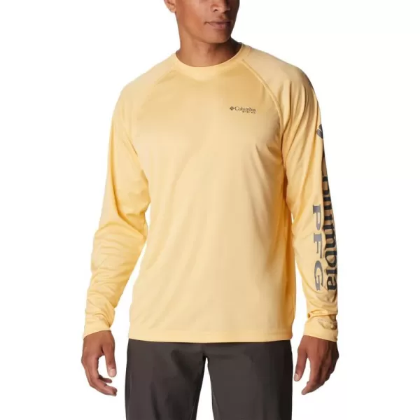 imageColumbia Mens Terminal Tackle Long Sleeve Shirt Wicking MaterialCocoa Butter HeatherCity Grey Logo