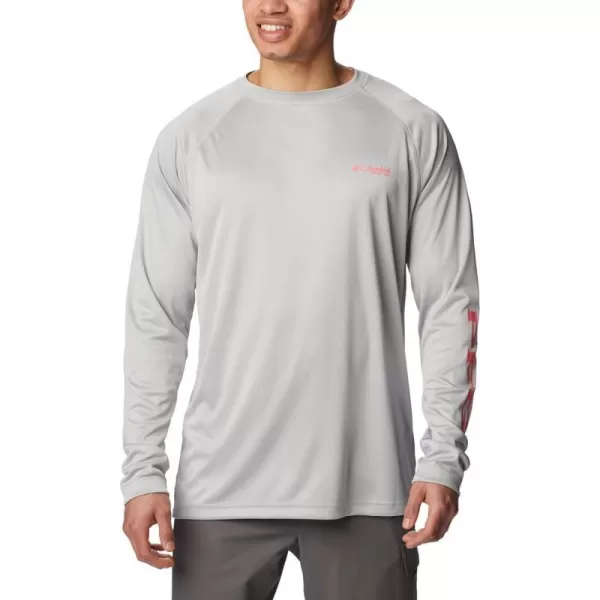 imageColumbia Mens Terminal Tackle Long Sleeve Shirt Wicking MaterialCool GreySalmon Logo