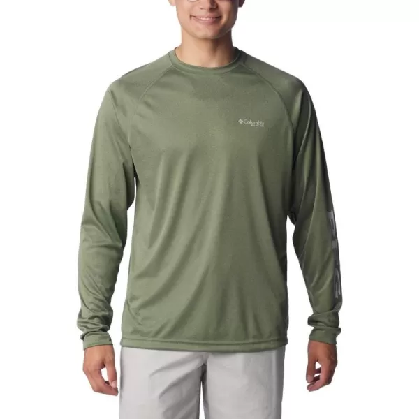 imageColumbia Mens Terminal Tackle Long Sleeve Shirt Wicking MaterialCypress HeatherCool Grey Logo
