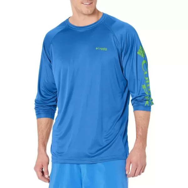 imageColumbia Mens Terminal Tackle Long Sleeve Shirt Wicking MaterialHyper BlueGreen Mamba Logo