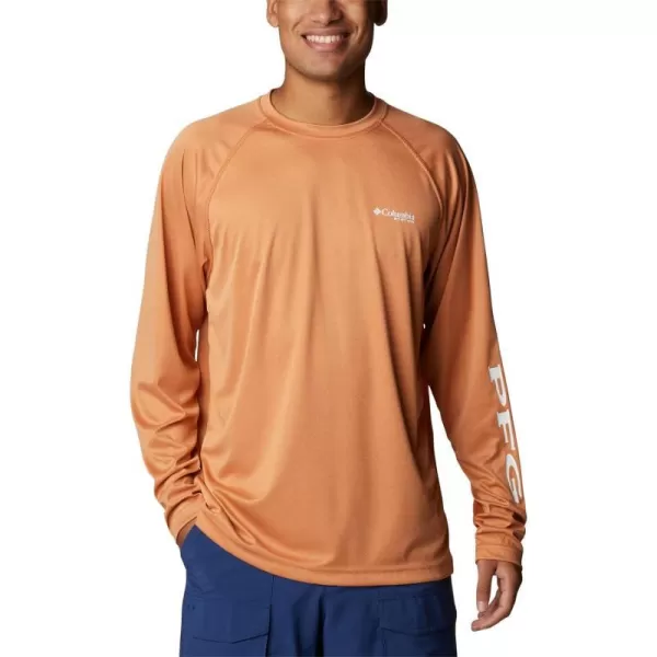 imageColumbia Mens Terminal Tackle Long Sleeve Shirt Wicking MaterialIsland Orange HeatherWhite Logo