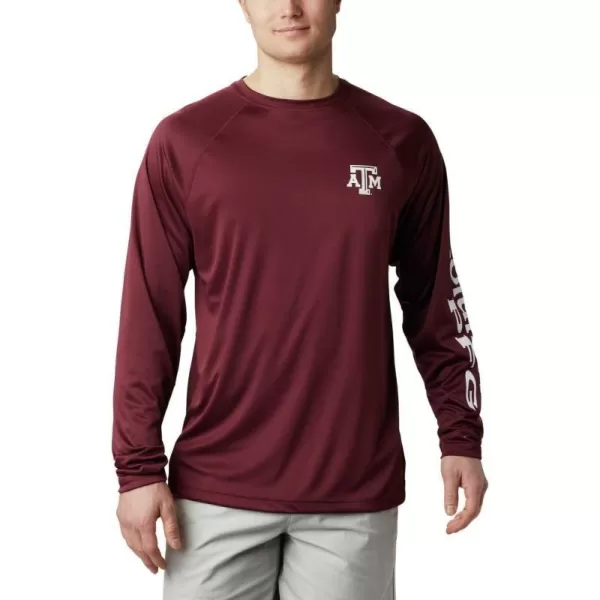 imageColumbia Mens Terminal Tackle Long Sleeve Shirt Wicking MaterialTam  Deep Maroon  White