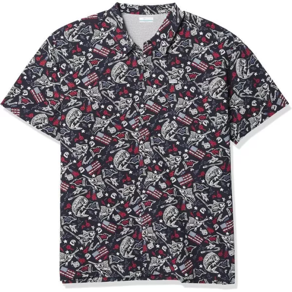 imageColumbia Mens Trollers Best Short Sleeve ShirtCollegiate Navy Americana Fishing Print
