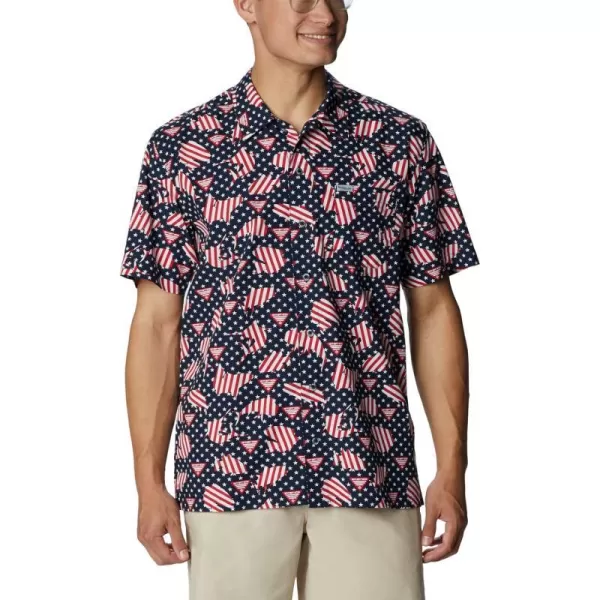 imageColumbia Mens Trollers Best Short Sleeve ShirtCollegiate Navy Pfg Proud