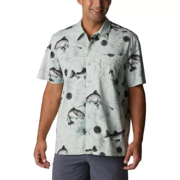 imageColumbia Mens Trollers Best Short Sleeve ShirtCool Green Freshwater Dryfly Print