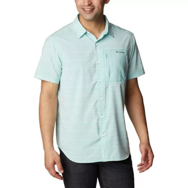 imageColumbia Mens Twisted Creek Iii Short SleeveElectric Turquoise Wave Crest Stripe