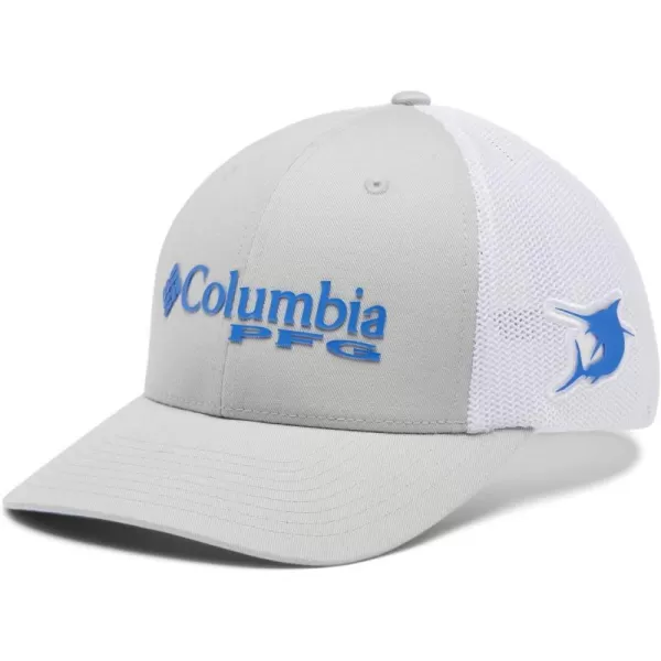 imageColumbia PFG Logo Mesh Ball CapCool GreyWhiteVivid BlueMarlin