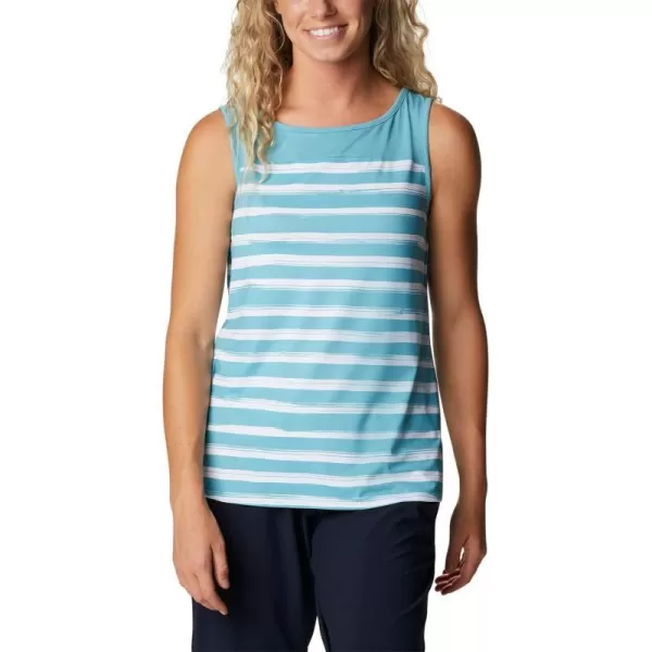imageColumbia Womens Columbia Womens Chill River Tank Top Moisture Wicking Sun ProtectionSea Wave Brush Stripe