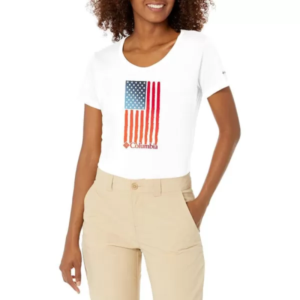 imageColumbia Womens Daisy Days Short Sleeve Graphic TeeWhiteWatercolor Flag Graphic