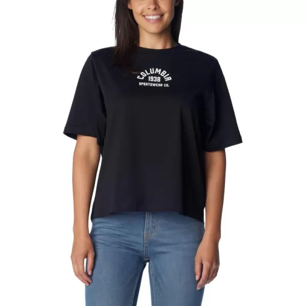 imageColumbia Womens North Cascades Relaxed TeeWhiteFramed Halftone Logo Graphic